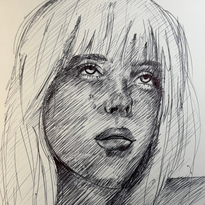 "Billie Eilish" Ink Drawing. 1 of 1 - Original