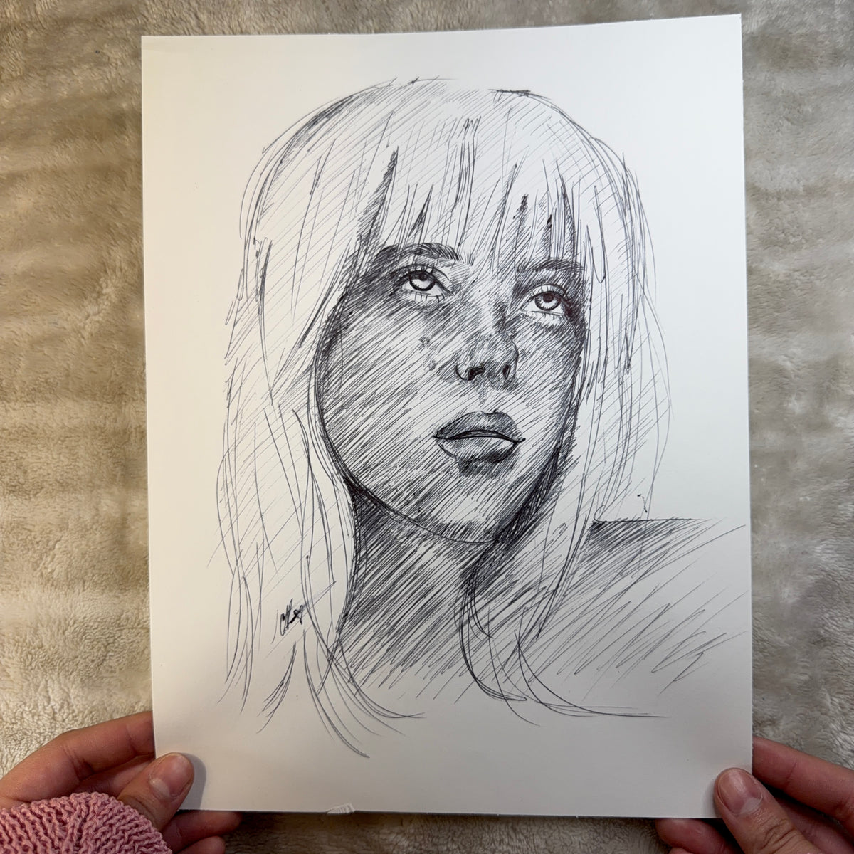 "Billie Eilish" Ink Drawing. 1 of 1 - Original